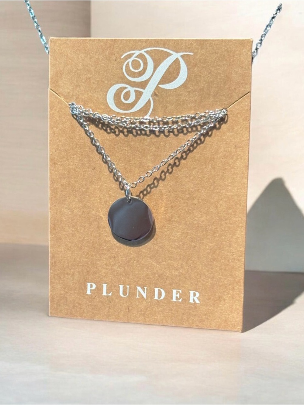 Plunder Silver Circle Design Pendant Necklace Y2K Coquette Minimalist